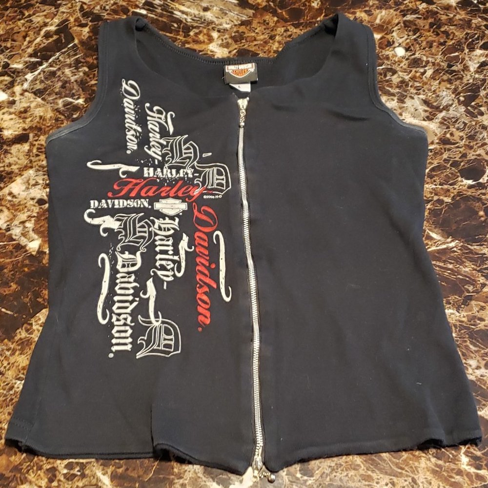 Harley-Davidson Black Zip Up Tank Top